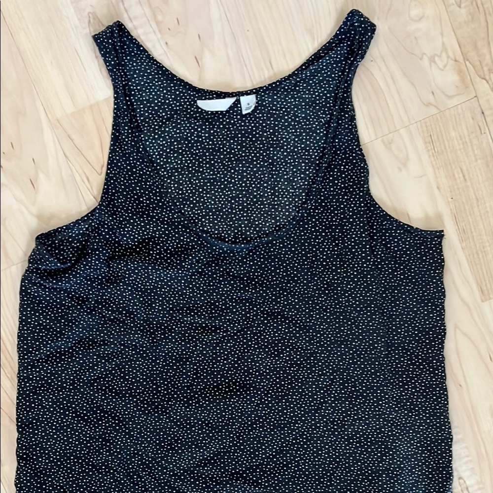 Frenchi Black and White Dotted Tank Top